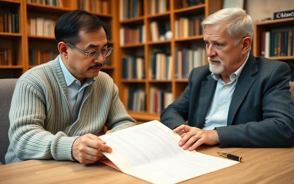 A Quorabit advisor reviewing a debt restructuring plan with a senior client.