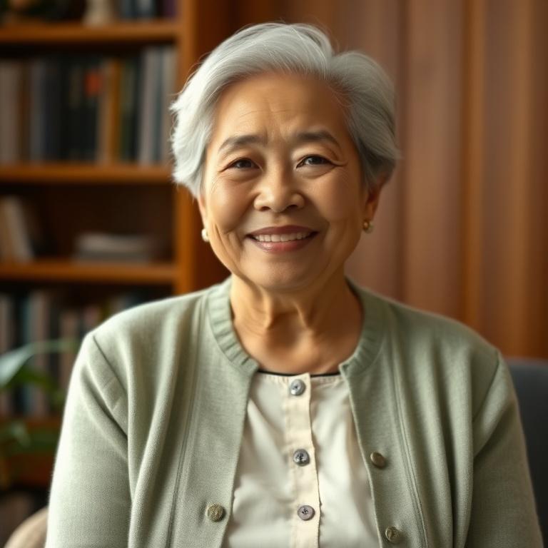 Portrait of Mdm. Aishah, a retired schoolteacher in Klang.