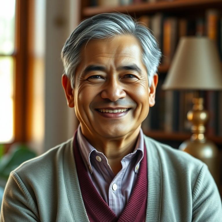 Portrait of Encik Ravichandran, a retired logistics manager in Petaling Jaya.